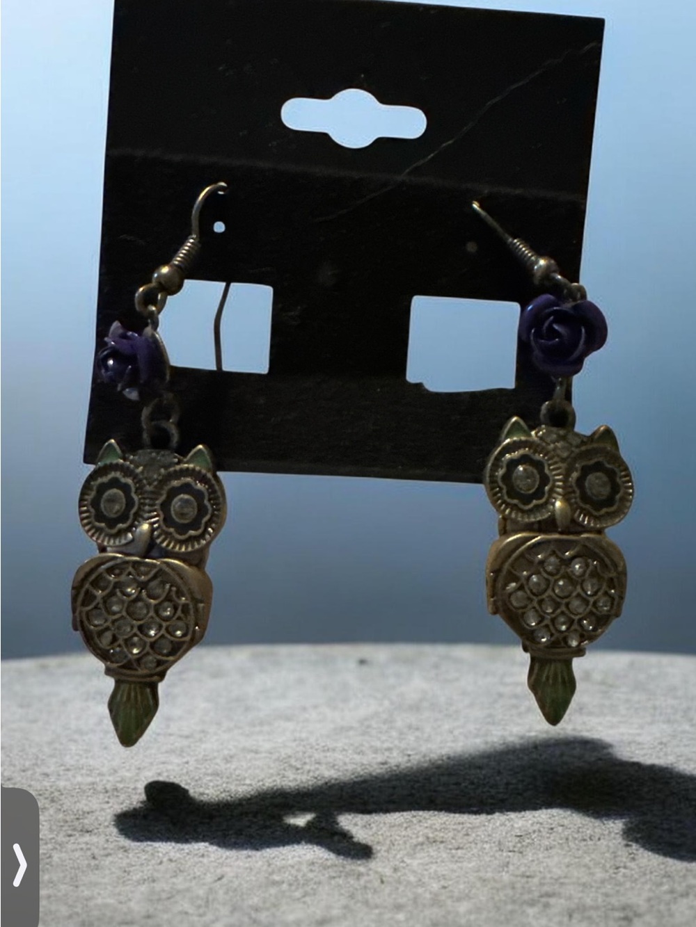 Vintage-Inspired Purple & Antique Gold Owl Drop Earrings - Women Jewelry